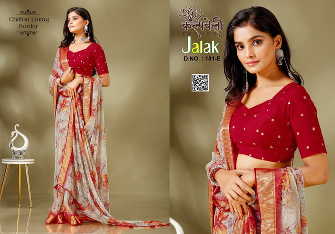 Jalak 181 By Kalpatru Printed Chiffon Sarees Wholesale Market In Surat	